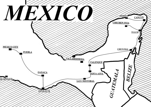 Mexiko - poznávačka, relax i gurmánský zážitek - mapka